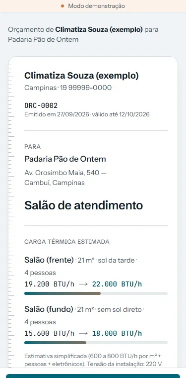 Link de aprovação aberto no celular do cliente